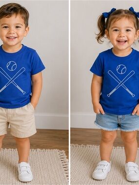Kids Blue Baseball Graphic Tee - Unbranded